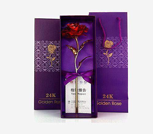 Artificial Golden Rosegold Red Rose With Gift Box